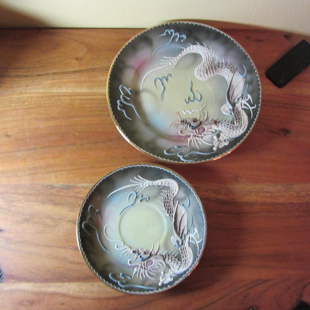 moriage dragonware Japan appetizer plate & saucer vintage (W3361)